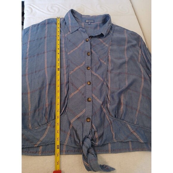 Women’s Democracy blue plaid button down tie front blouse‎ size 2X - Picture 8 of 14